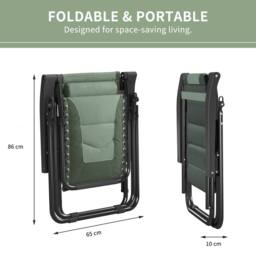 MCC Direct Set of 2 Zero Gravity Outdoor Garden Recliner sun loungers Padded Seat in Green - thumbnail 8