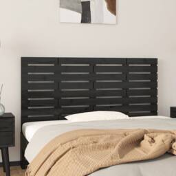 Berkfield Home Wall Headboard Black 146x3x63 cm Solid Wood Pine - Size: 146 x 3 x 63 cm - thumbnail 2