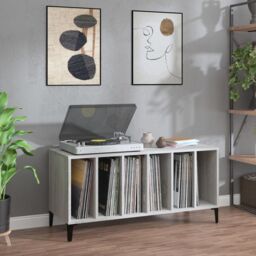 Berkfield Home Record Cabinet Grey Sonoma 100x38x48 cm Engineered Wood - Size: 100 x 38 x 48 cm