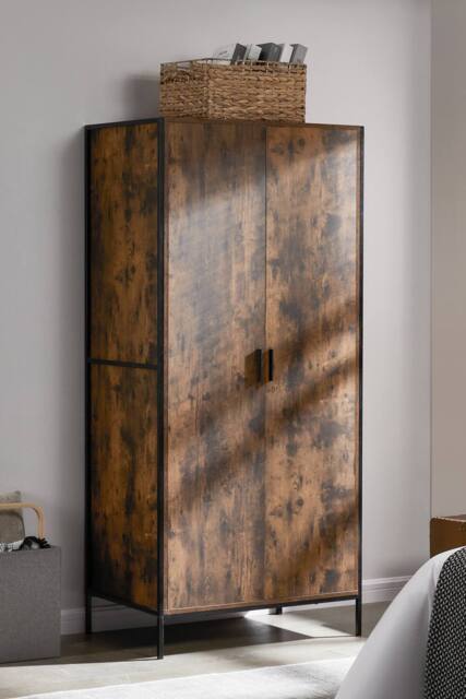 HD Designs Brooklyn 2 Door Wardrobe Storage Bedroom Furniture 1800 x 830 x 520 mm in Dark Brown - image 1