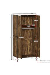 HD Designs Brooklyn 2 Door Wardrobe Storage Bedroom Furniture 1800 x 830 x 520 mm in Dark Brown - thumbnail 3