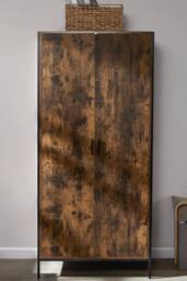 HD Designs Brooklyn 2 Door Wardrobe Storage Bedroom Furniture 1800 x 830 x 520 mm in Dark Brown - thumbnail 4