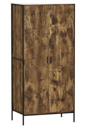 HD Designs Brooklyn 2 Door Wardrobe Storage Bedroom Furniture 1800 x 830 x 520 mm in Dark Brown - thumbnail 7