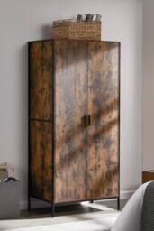 HD Designs Brooklyn 2 Door Wardrobe Storage Bedroom Furniture 1800 x 830 x 520 mm in Dark Brown