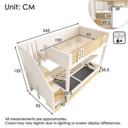 BTM Kids Bunk Bed 90x190cm with Stairs & Storage - Size: Single - thumbnail 2