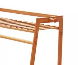 Modcraft Heavy-Duty Wooden Clothes Rail Corner Open Wardrobe in Brown - thumbnail 9