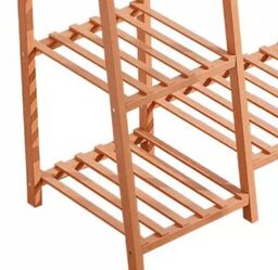 Modcraft Heavy-Duty Wooden Clothes Rail Corner Open Wardrobe in Brown - thumbnail 6