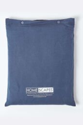 Homescapes Luxury Soft Plain Linen Deep Fitted Sheet 18 inch Deep in Navy - Size: Single Fitted - thumbnail 6