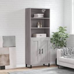 Berkfield Home Highboard Grey Sonoma 69.5x34x180 cm Engineered Wood - thumbnail 2