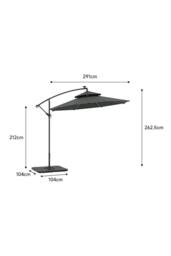 H&O Direct Double-Top Garden Umbrella Parasol with Solar Lights & HDPE Base in Dark Grey - thumbnail 6