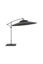 H&O Direct Double-Top Garden Umbrella Parasol with Solar Lights & HDPE Base in Dark Grey - thumbnail 4