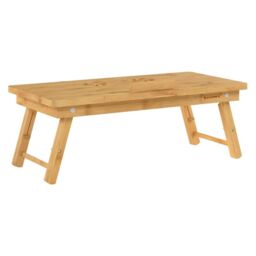 SONGMICS Bamboo Foldable Laptop Desk Height Adjustable with Drawer Angles in Natural - thumbnail 5