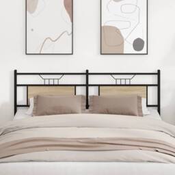 Berkfield Home Headboard Sonoma Oak 183 cm Engineered Wood & Steel in Brown - thumbnail 1