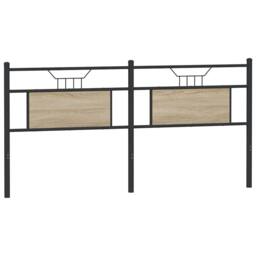 Berkfield Home Headboard Sonoma Oak 183 cm Engineered Wood & Steel in Brown - thumbnail 6