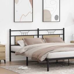 Berkfield Home Headboard Sonoma Oak 183 cm Engineered Wood & Steel in Brown - thumbnail 3