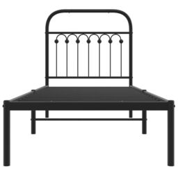Berkfield Home Metal Bed Frame without Mattress with Headboard Black 75x190cm - Size: 75x190 cm - thumbnail 4