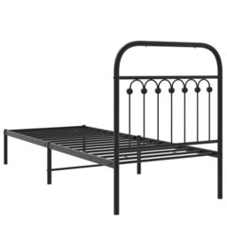Berkfield Home Metal Bed Frame without Mattress with Headboard Black 75x190cm - Size: 75x190 cm - thumbnail 6