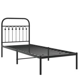 Berkfield Home Metal Bed Frame without Mattress with Headboard Black 75x190cm - Size: 75x190 cm - thumbnail 3