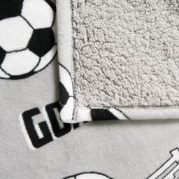 OHS Kids Sherpa Throw Over Bed Blanket Football Sofa Chair Plush Warm Soft Fleece in Light Grey - thumbnail 4