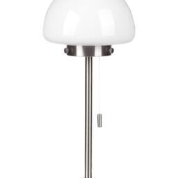 Wyld and Coco Modern Table Lamp Silver Iron Base White Glass Half Sphere Shade - thumbnail 2