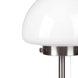 Wyld and Coco Modern Table Lamp Silver Iron Base White Glass Half Sphere Shade - thumbnail 5