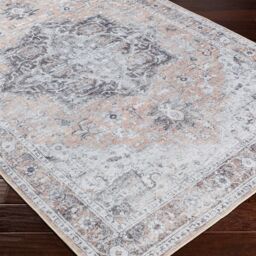 Livabliss Tahmis Wahshable Beige Charcoal Grey Traditional Vintage Boho Living Dining Rug - Size: 80 cm x 240 cm - thumbnail 6