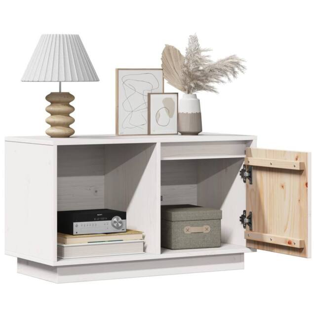 Berkfield Home TV Cabinet White 74x35x44 cm Solid Wood Pine - Size: 74 x 35 x 44 cm - image 1
