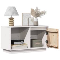 Berkfield Home TV Cabinet White 74x35x44 cm Solid Wood Pine - Size: 74 x 35 x 44 cm