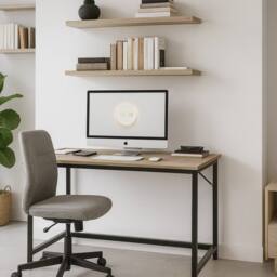 Storvo Industrial Large 120CM Wide Computer Desk For Home Office Workstation in Taupe - thumbnail 3