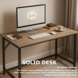 Storvo Industrial Large 120CM Wide Computer Desk For Home Office Workstation in Taupe - thumbnail 7