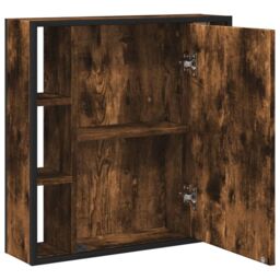 Berkfield Home Bathroom Mirror Cabinet Smoked Oak 60x16x60 cm Engineered Wood in Brown - Size: 60 x 16 x 60 cm - thumbnail 6