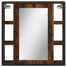 Berkfield Home Bathroom Mirror Cabinet Smoked Oak 60x16x60 cm Engineered Wood in Brown - Size: 60 x 16 x 60 cm - thumbnail 5