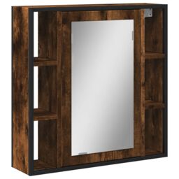 Berkfield Home Bathroom Mirror Cabinet Smoked Oak 60x16x60 cm Engineered Wood in Brown - Size: 60 x 16 x 60 cm - thumbnail 2