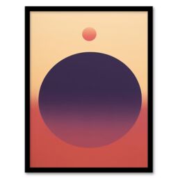 "Wee Blue Coo Wall Art Print Aubergine Aura Oil Painting Purple Pink Yellow Minimalist Planet Alignment Art Framed - Size: W12"" x H16"""