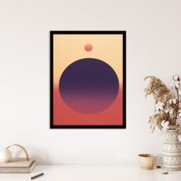 "Wee Blue Coo Wall Art Print Aubergine Aura Oil Painting Purple Pink Yellow Minimalist Planet Alignment Art Framed - Size: W12"" x H16""" - thumbnail 4