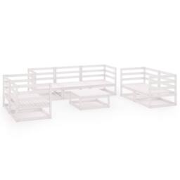 Berkfield Home Sturdy 8 Piece Garden Lounge Set White Solid Wood Pine - thumbnail 3