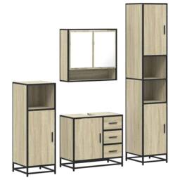 Berkfield Home 4¬†Piece Bathroom Furniture Set¬†Sonoma Oak Engineered Wood in Tan - thumbnail 1