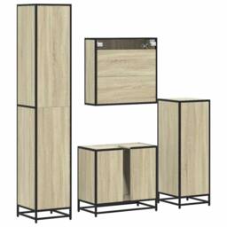 Berkfield Home 4¬†Piece Bathroom Furniture Set¬†Sonoma Oak Engineered Wood in Tan - thumbnail 8