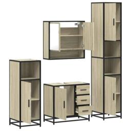 Berkfield Home 4¬†Piece Bathroom Furniture Set¬†Sonoma Oak Engineered Wood in Tan - thumbnail 6