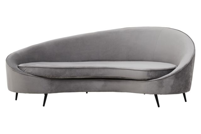 Orsina Hasina Three Seat Velvet Sofa in Grey - Size: 3 Seater - image 1