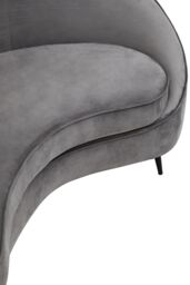 Orsina Hasina Three Seat Velvet Sofa in Grey - Size: 3 Seater - thumbnail 5