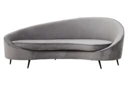 Orsina Hasina Three Seat Velvet Sofa in Grey - Size: 3 Seater - thumbnail 1