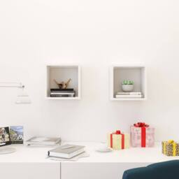 Berkfield Home Wall Cube Shelves 2 pcs White 26x15x26 cm - Size: 26 x 15 x 26 cm - thumbnail 1