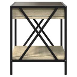 Berkfield Home Decorative Bedside Table with Infinity LED Sonoma Oak 40x40x49 cm in Natural - Size: 40 x 40 x 49 cm - thumbnail 7