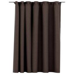 Berkfield Home Linen-Look Blackout Curtain with Hooks Taupe 290x245 cm in Dark Brown - thumbnail 3