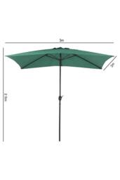 Living and Home 3m W x 2m D Waterproof Rectangular Parasol for Outdoor with Plastic Base in Green - thumbnail 6