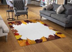 Benjamin Tate Design Orange & Purple Autumn Designer Rug in Natural - Size: Large - thumbnail 2
