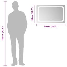 Berkfield Home LED Bathroom Mirror 80x50 cm in Clear - thumbnail 6