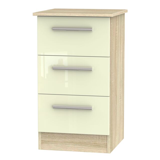 Ready Assembled 2 U Trent 3 Drawer Bedside Cabinet (Ready Assembled) in Cream