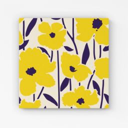 "Warren Reed - Designer Vintage Tropical Flowers Canvas in Yellow - Size: W30"" x H30""" - thumbnail 1